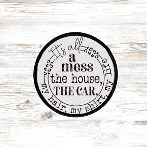 All A Mess Funny Sublimation DYI Fabric Hat Patch Glue Iron On Sew Hat Patch